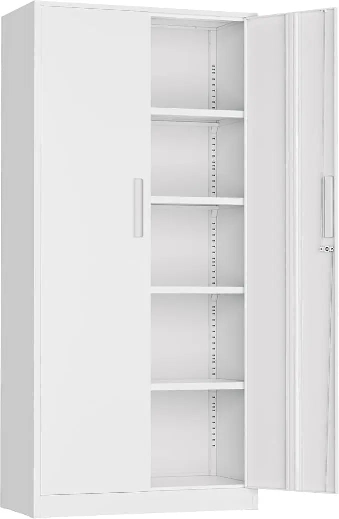 Metal Tall Storage Cabinet With Lockable Doors For Garage Organization