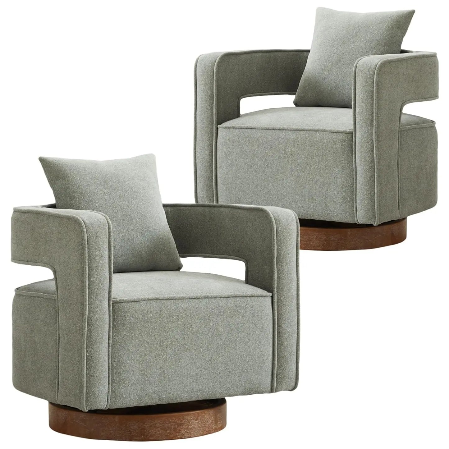 Upholstered Swivel Accent Chair Set Open Back Barrel Chairs