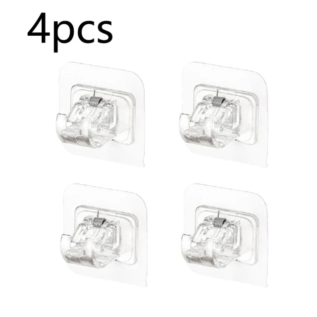 Nail Free Adjustable Curtain Rod Holders Clamp Hooks Self Adhesive