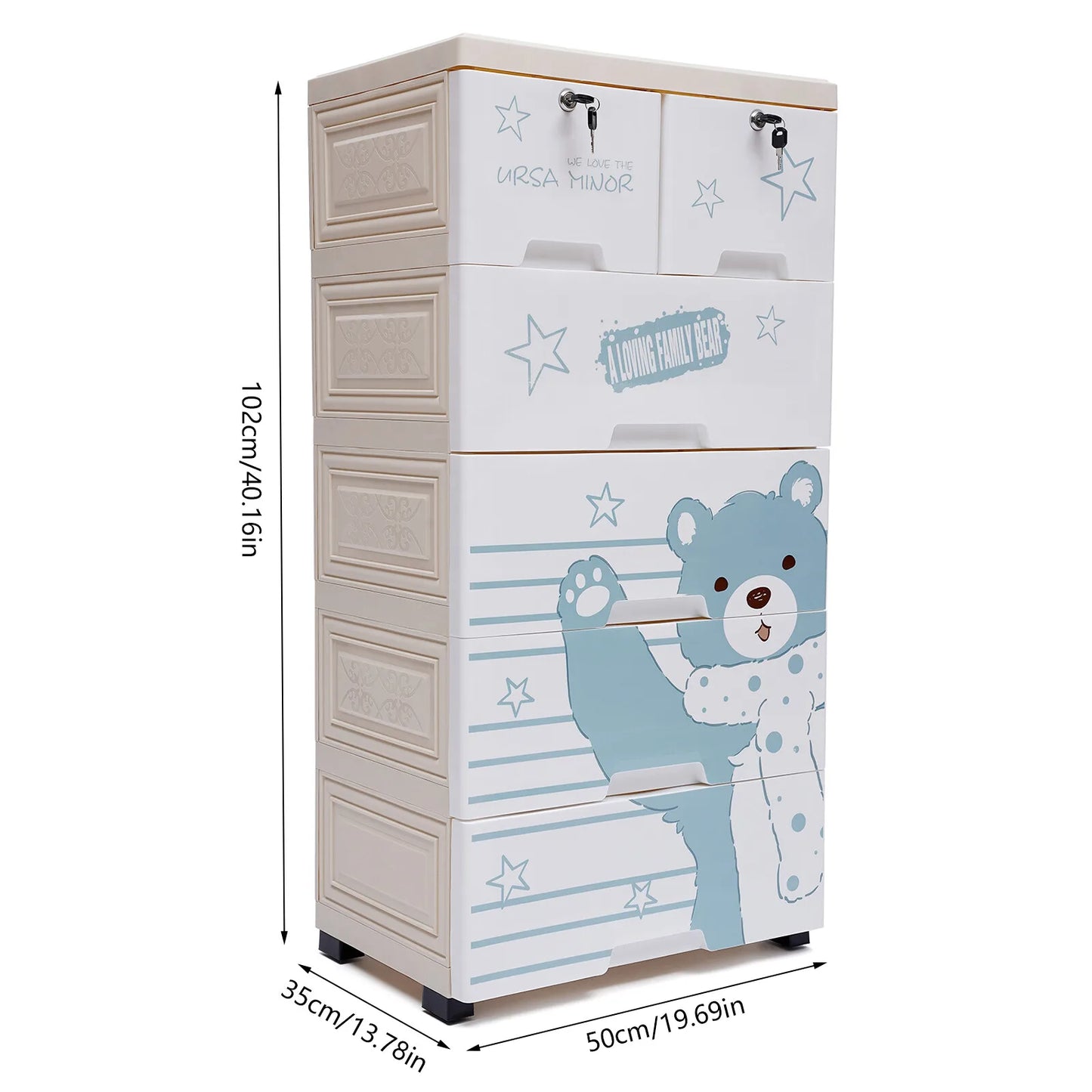 Kids Closet Dresser Organizer With Six Drawers For Dolls
