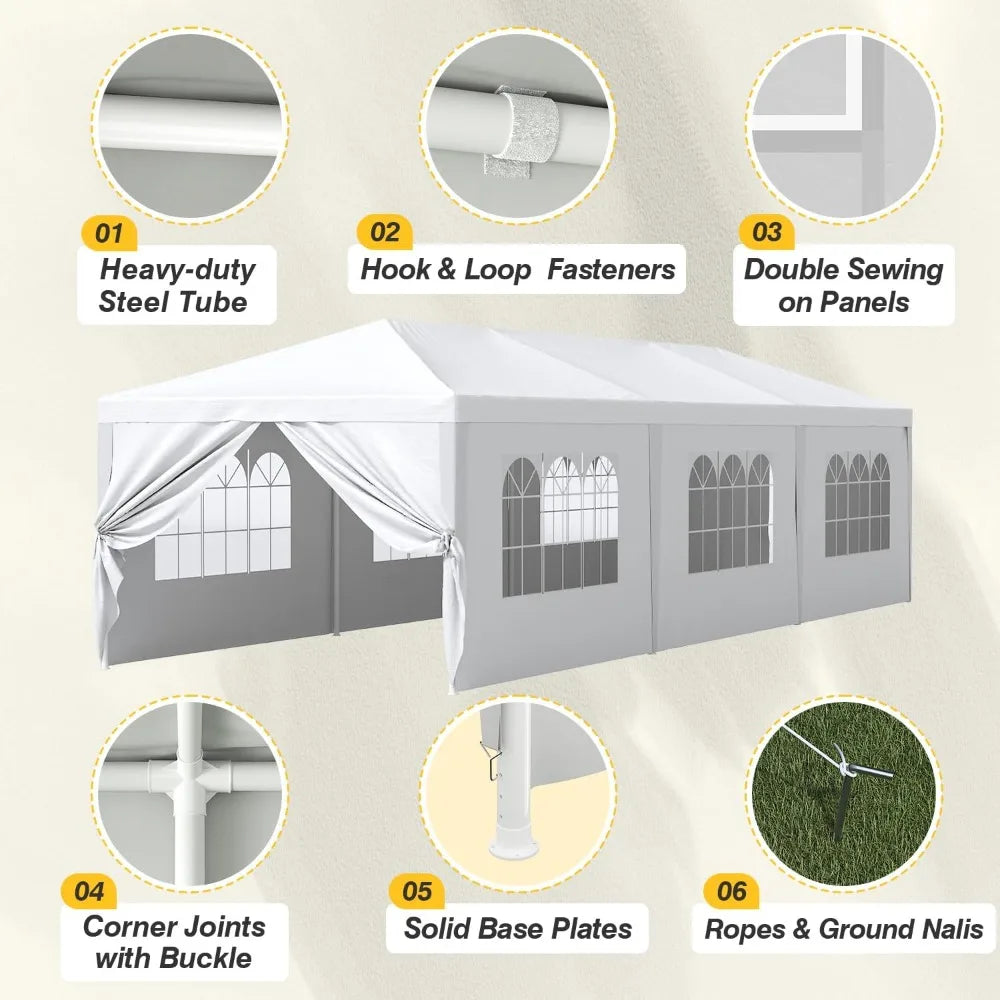 Outdoor Heavy Duty Canopy Tent Gazebo Shelter With Removable Walls