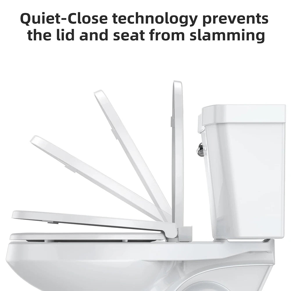 Elongated Toilet Seat With Slow Close And Quick Release