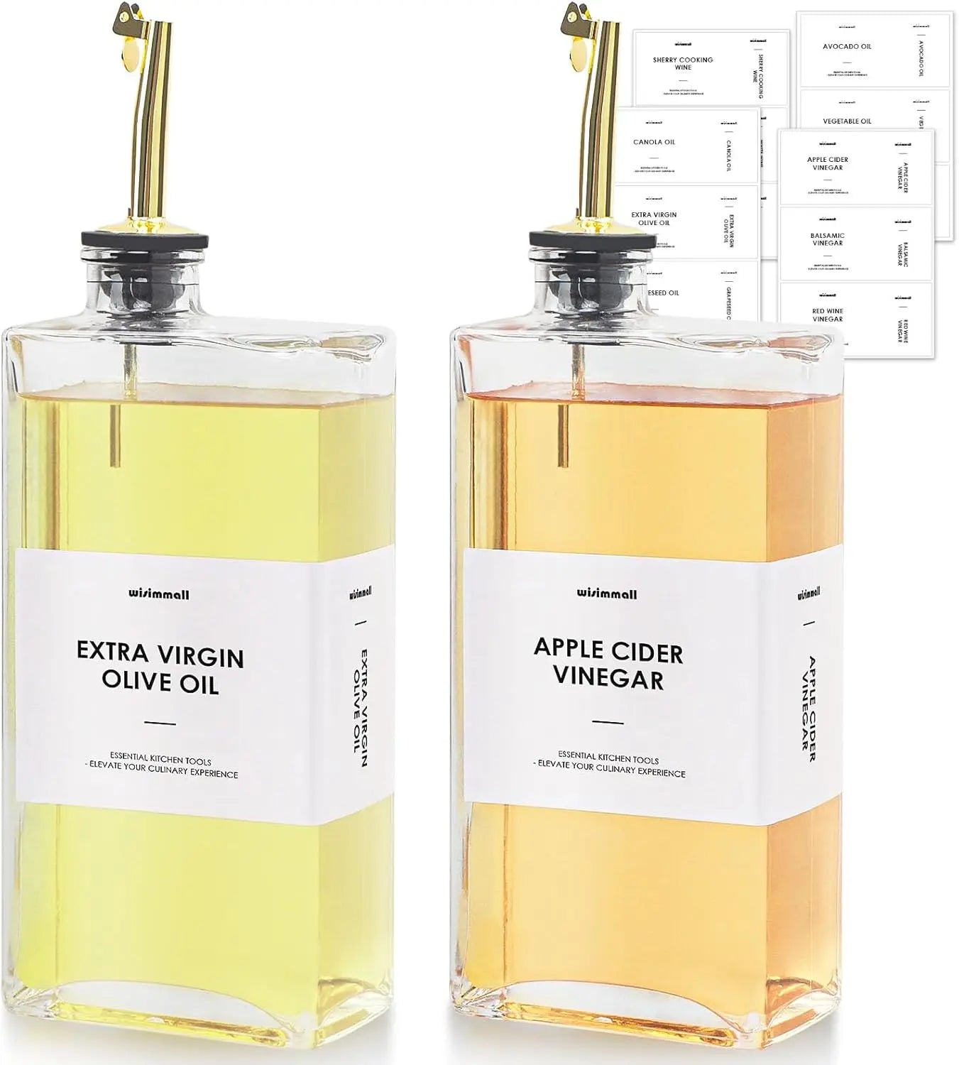 Olive Oil Dispenser Set Of 2 Glass Bottles For Kitchen