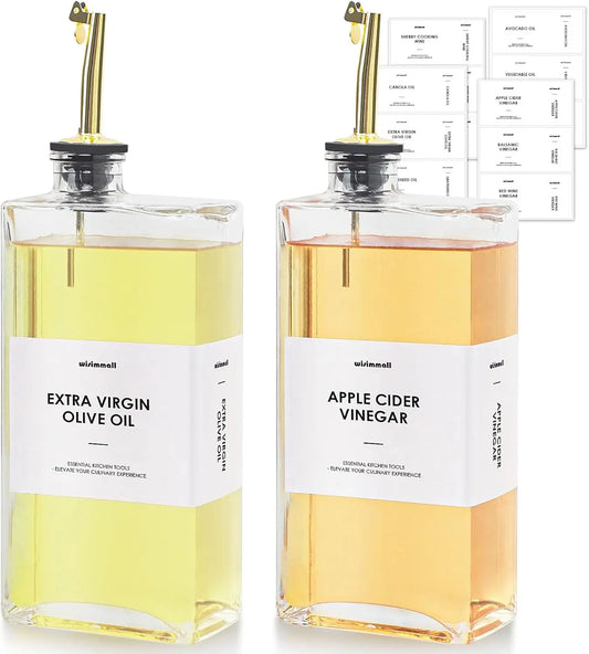 Olive Oil Dispenser Set Of 2 Glass Bottles For Kitchen