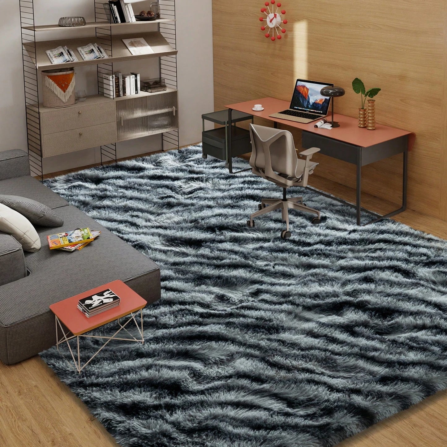 Fluffy Shag Zebra Print Rug For Bedroom And Living Room