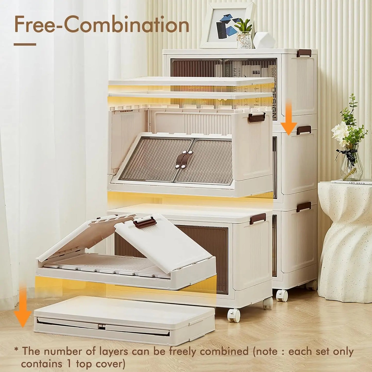 Three-Tier Foldable Storage Box With Wheels For Home And Office