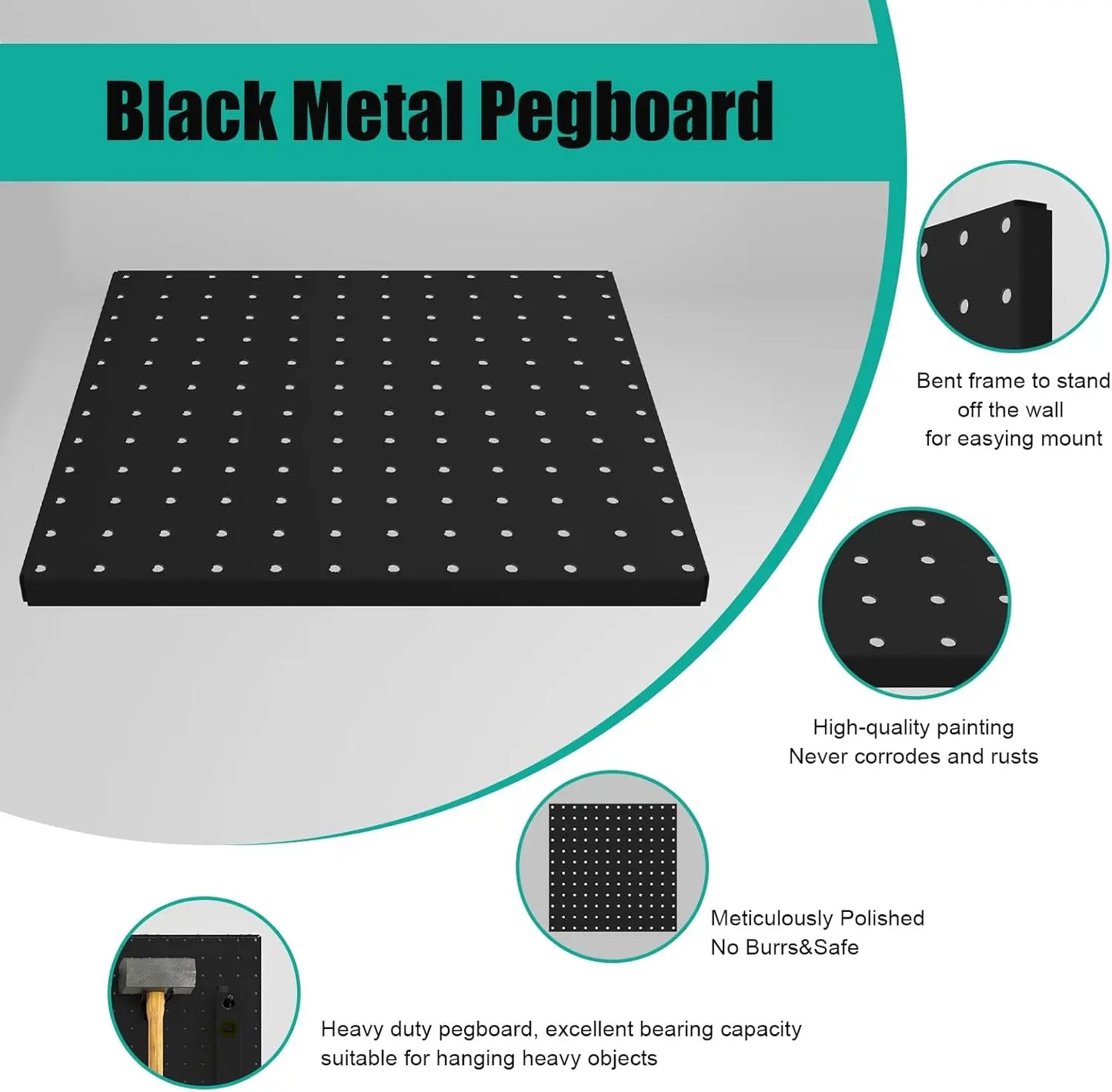 Metal Pegboard Panels With Bent Frame Heavy Duty Wall Organizer