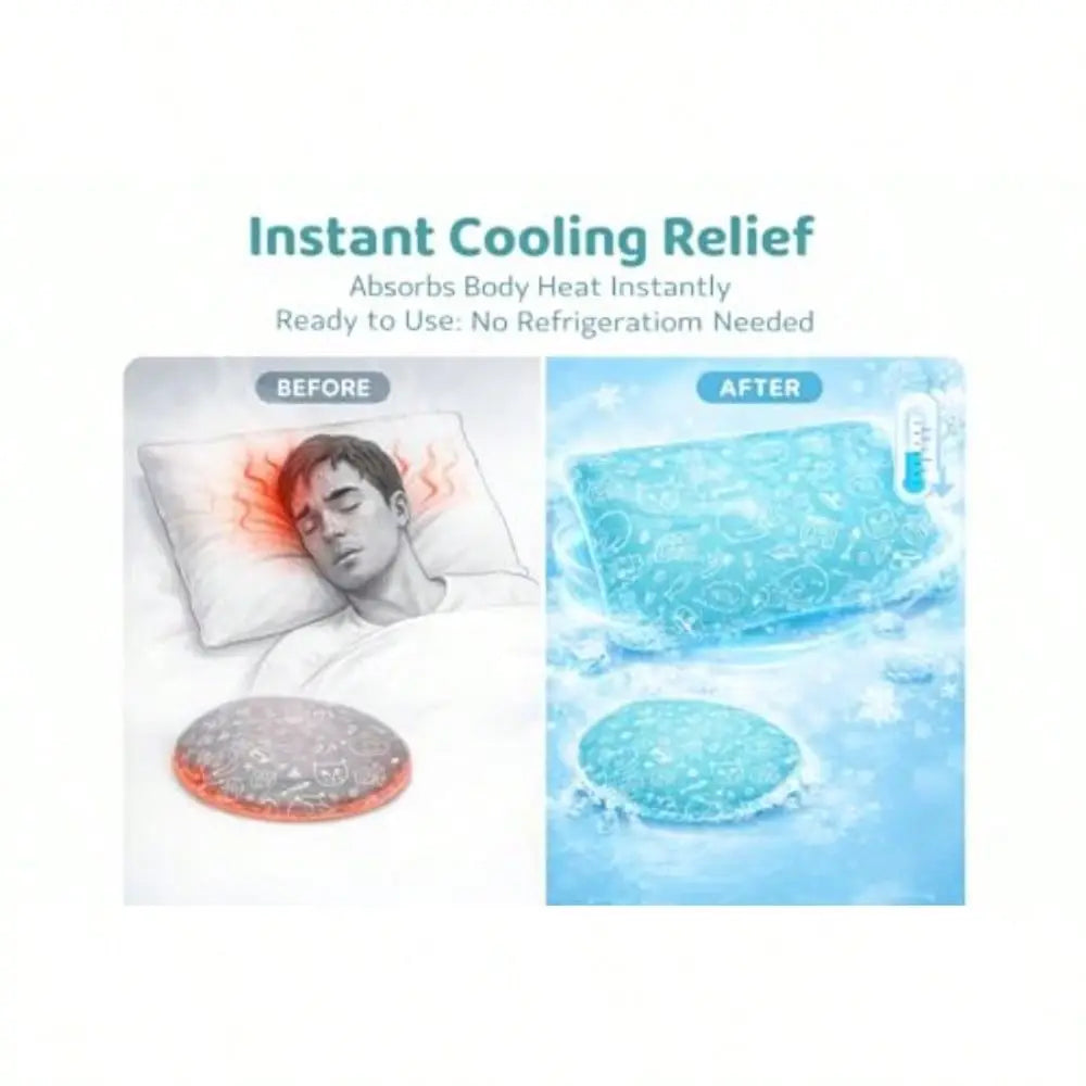 Cooling Gel Pad For Sleep - No Refrigeration Needed Instant Relief For Hot Flashes Night Sweats Headaches And Muscle Pain Dual-