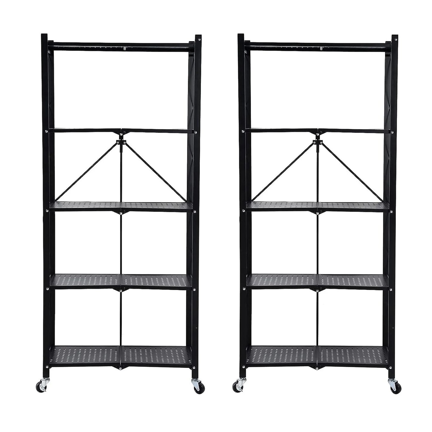5-Tier Metal Storage Shelving With Wheels, Heavy Duty Organizer