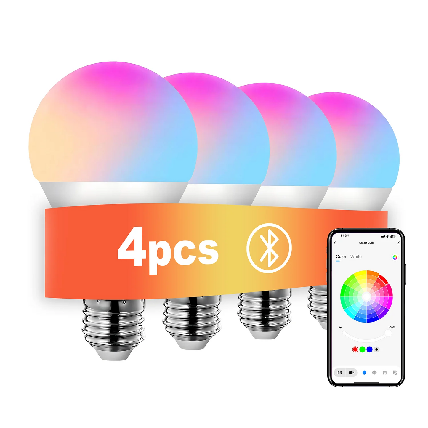 Smeileas RGBCW Smart Dimmable Light Bulbs With App Control