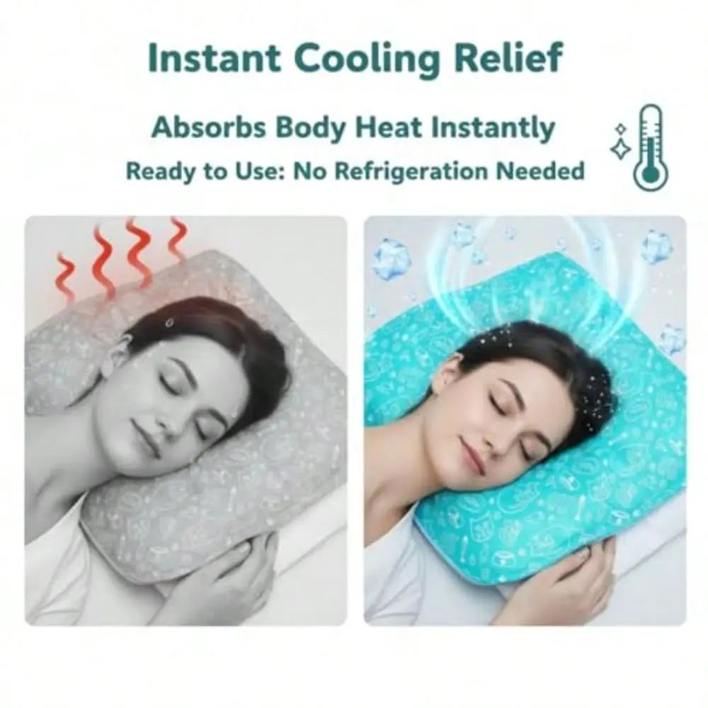 Cooling Gel Pad For Sleep - No Refrigeration Needed Instant Relief For Hot Flashes Night Sweats Headaches And Muscle Pain Dual-