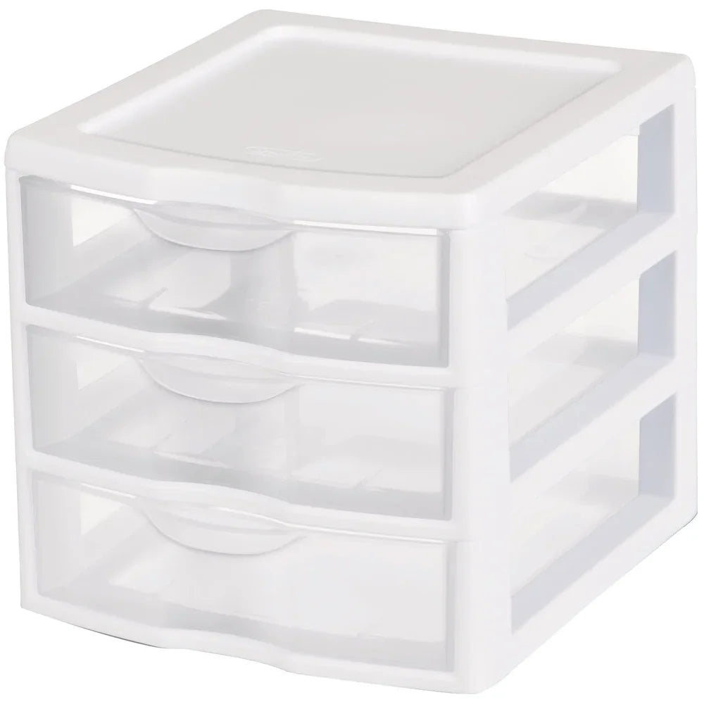 Clear 3 Drawer Plastic Storage Organizer For Desk And Office