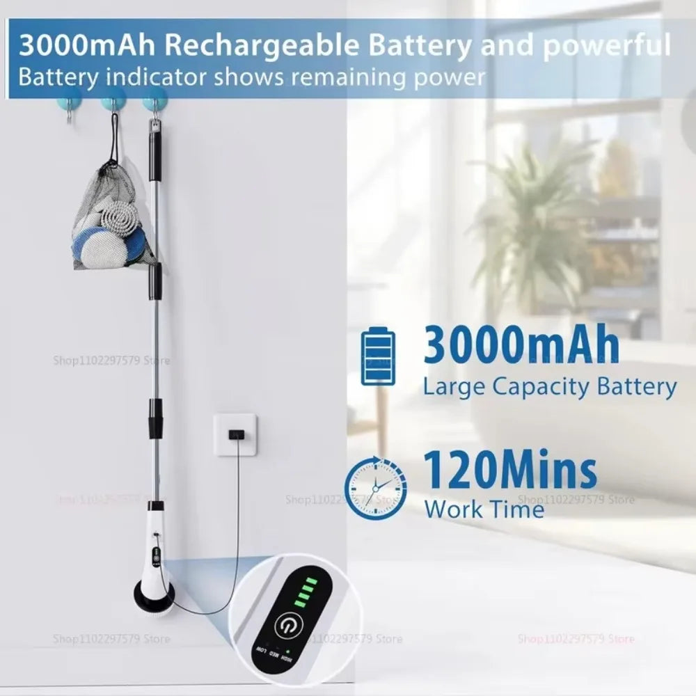 COBASPORT 9-In-1 Electric Spin Scrubber Cordless Shower Cleaning Brush