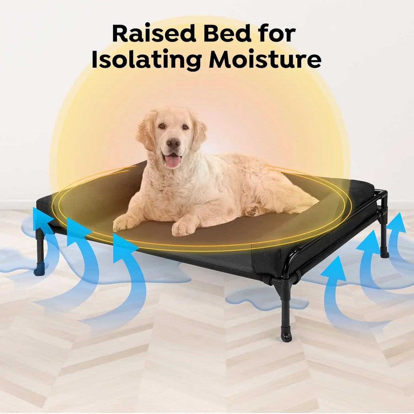 Elevated Cooling Dog Cot Bed With Mesh And Removable Bolster