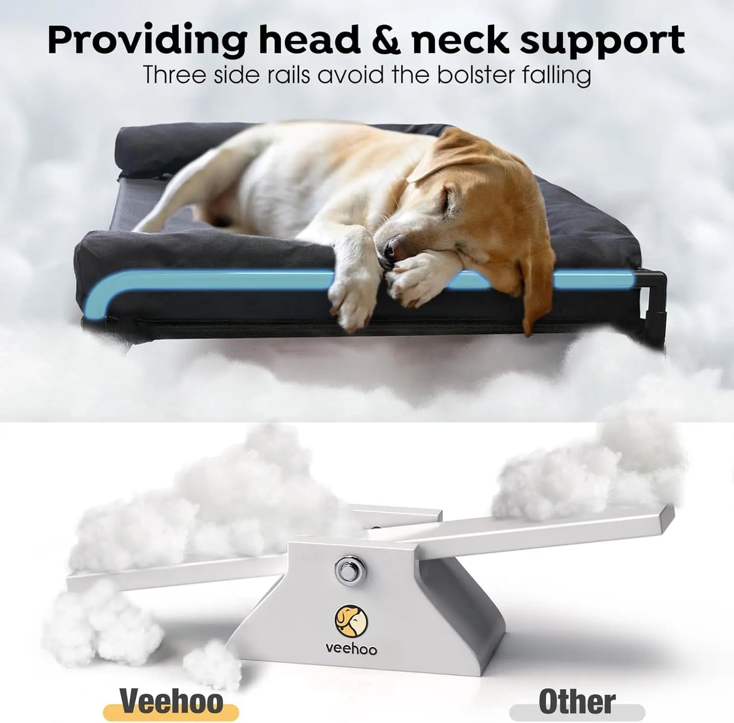 Elevated Cooling Dog Cot Bed With Mesh And Removable Bolster