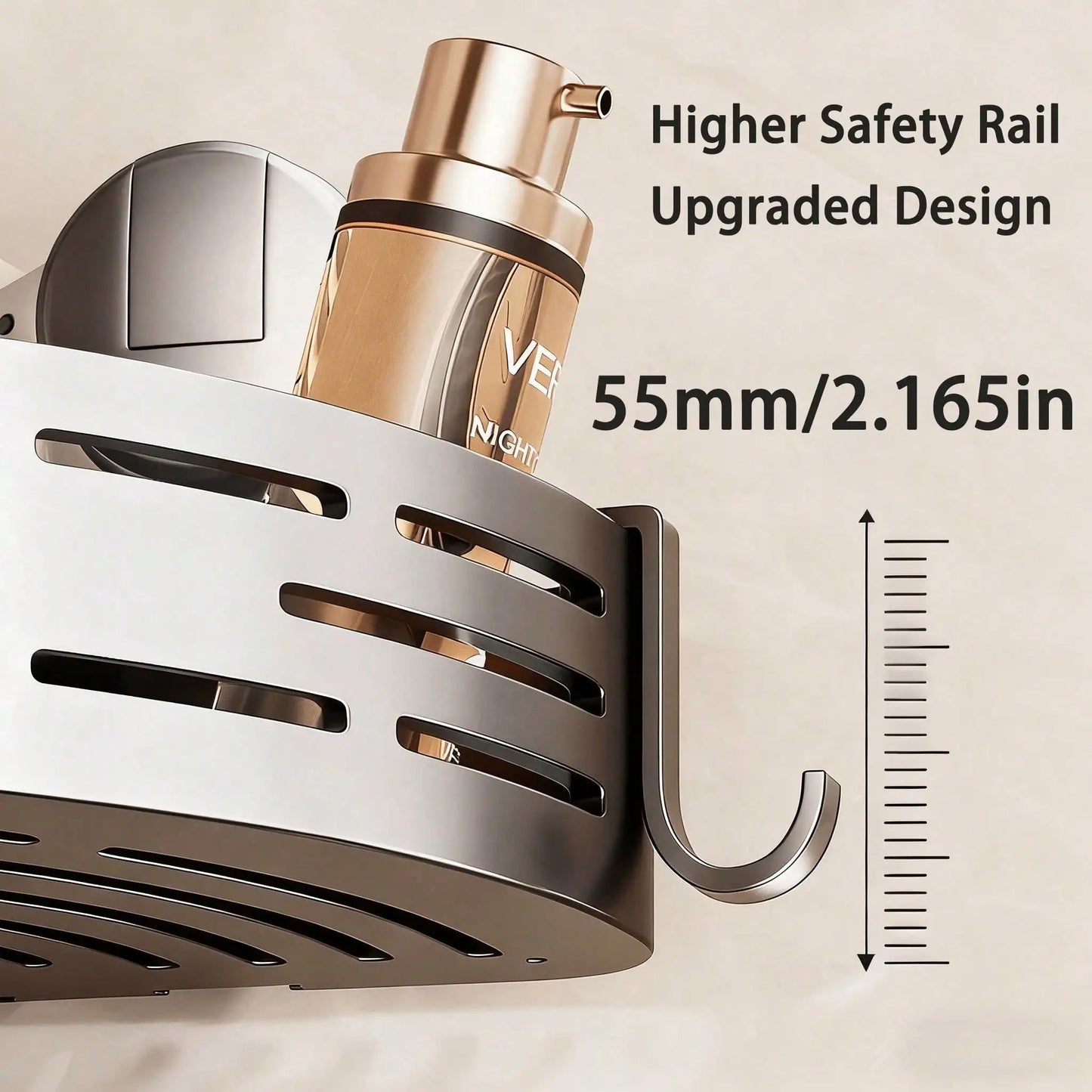Suction Cup Shower Corner Shelf Wall Mount Organizer With Hooks