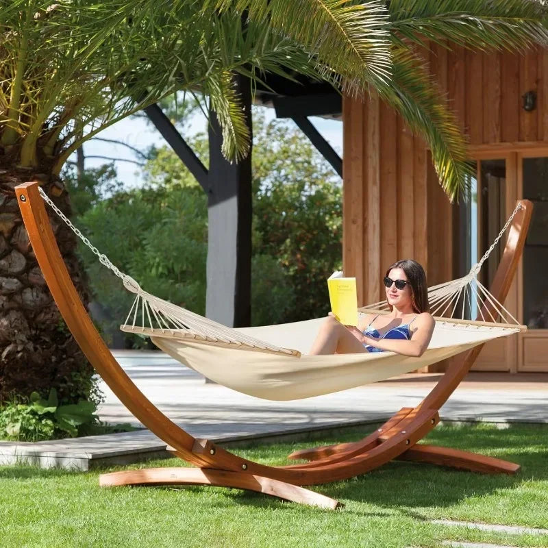 ECOTOUGE 14 FT Hammock with Stand, 2 Person Heavy Duty Hammock Stand, Large Hammock Bed for Porch,Patio, Balcony,Garden,Backyard