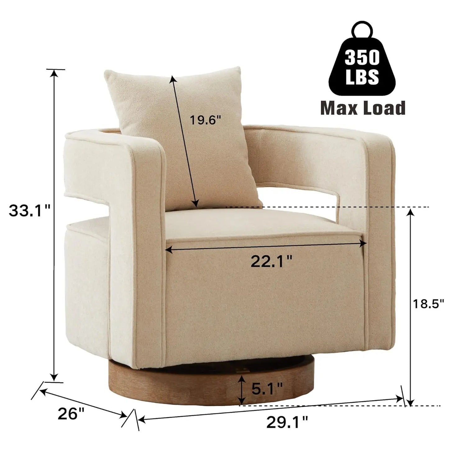 Upholstered Swivel Accent Chair Set Open Back Barrel Chairs