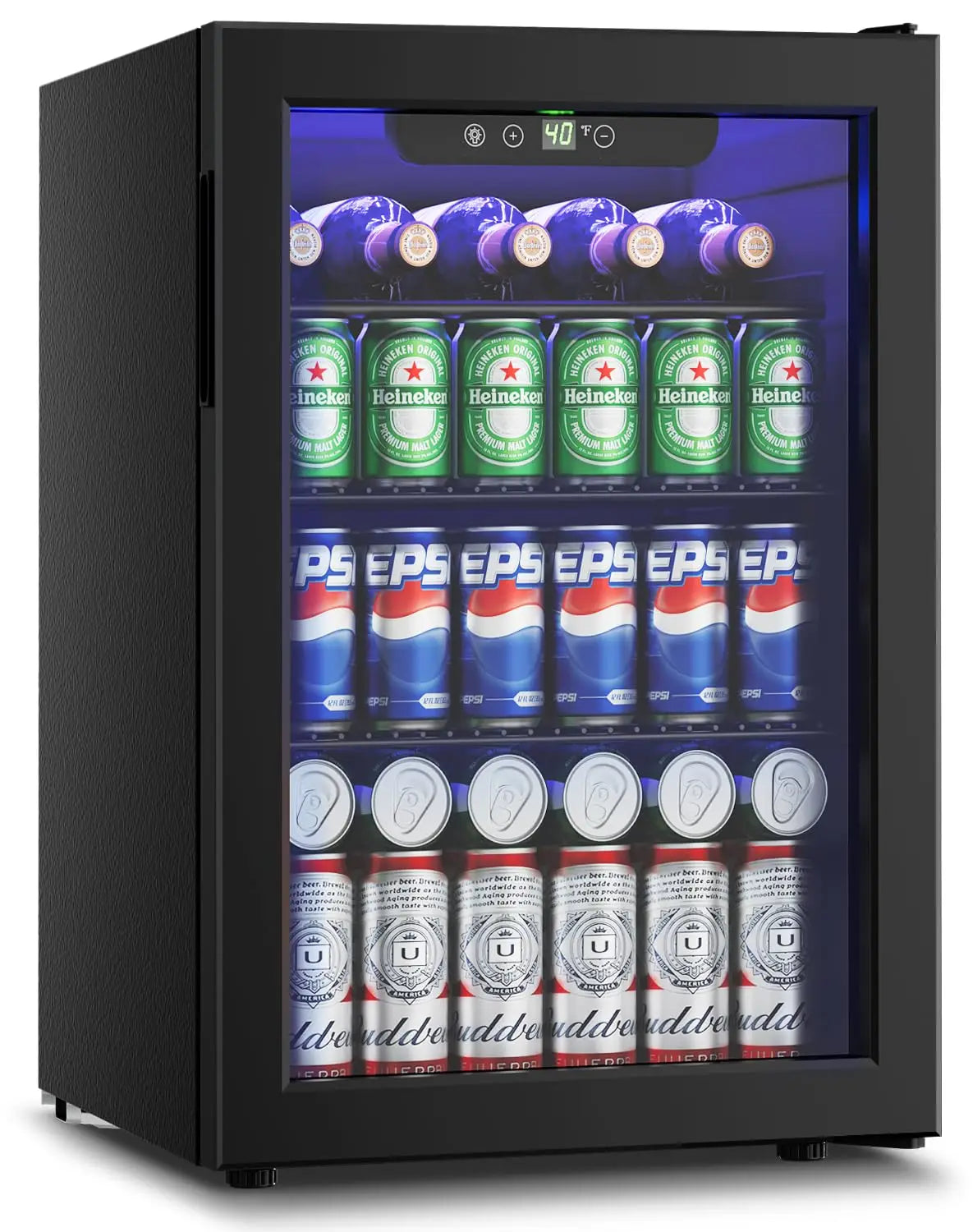 Beverage Refrigerator With Glass Door And Adjustable Shelves