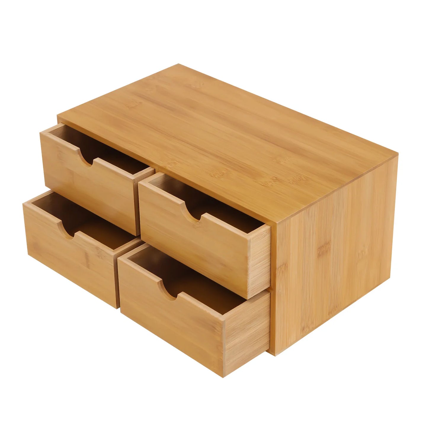 Bamboo Desktop Organizer With Four Drawers For Office And Home