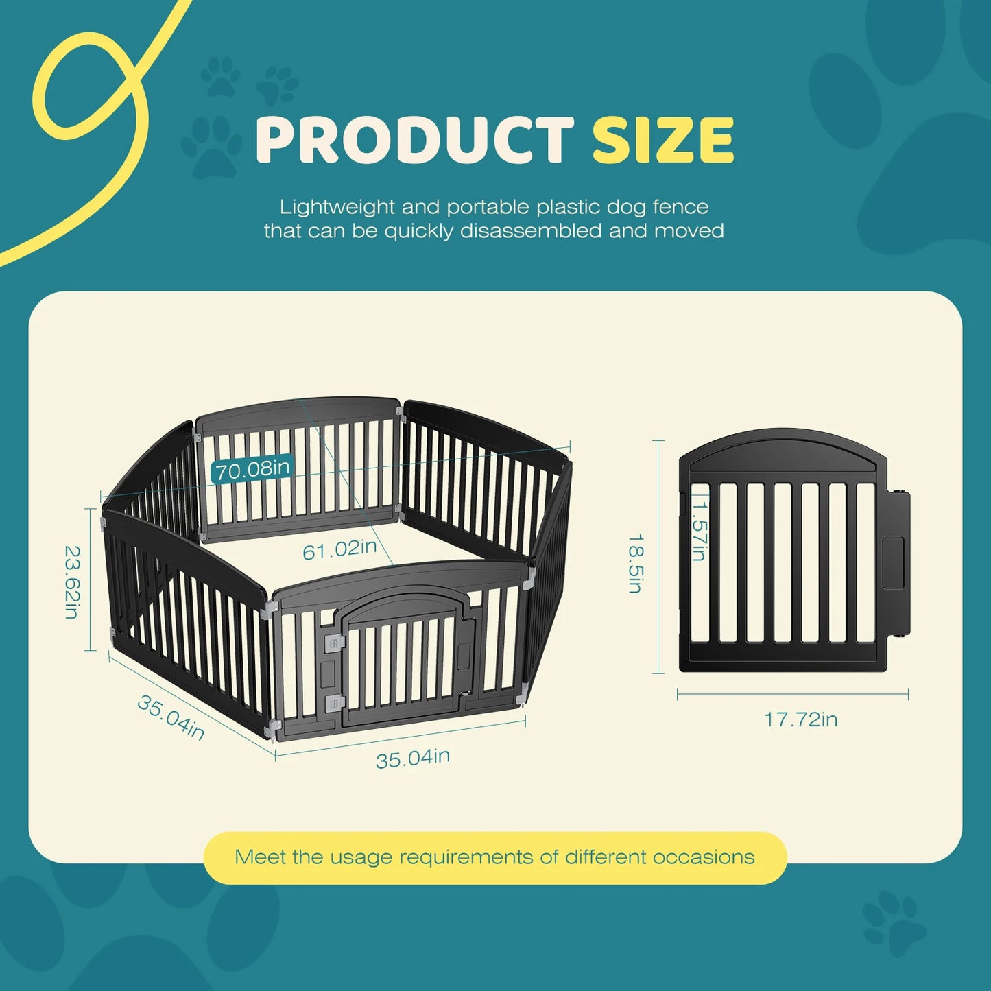 JHK Plastic Dog Playpen 6Panel Expandable Outdoor Portable