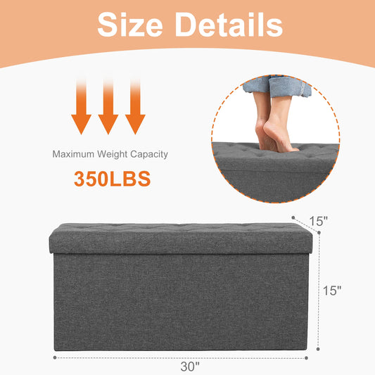 JHK Folding Storage Ottoman Bench With Hidden Storage And Toy Box