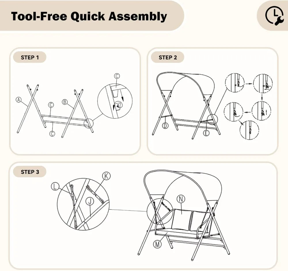 Outdoor Patio Swing Chair With Canopy 600 Lbs Capacity
