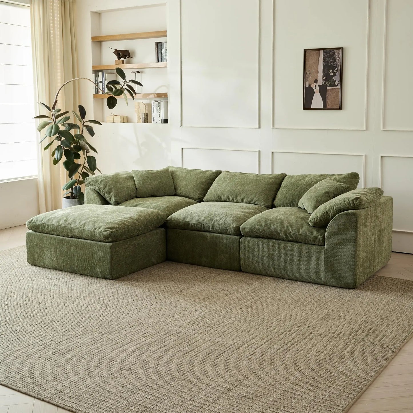Yeflixvrau Modern Cloud L-Shaped 3-Seater Sofa