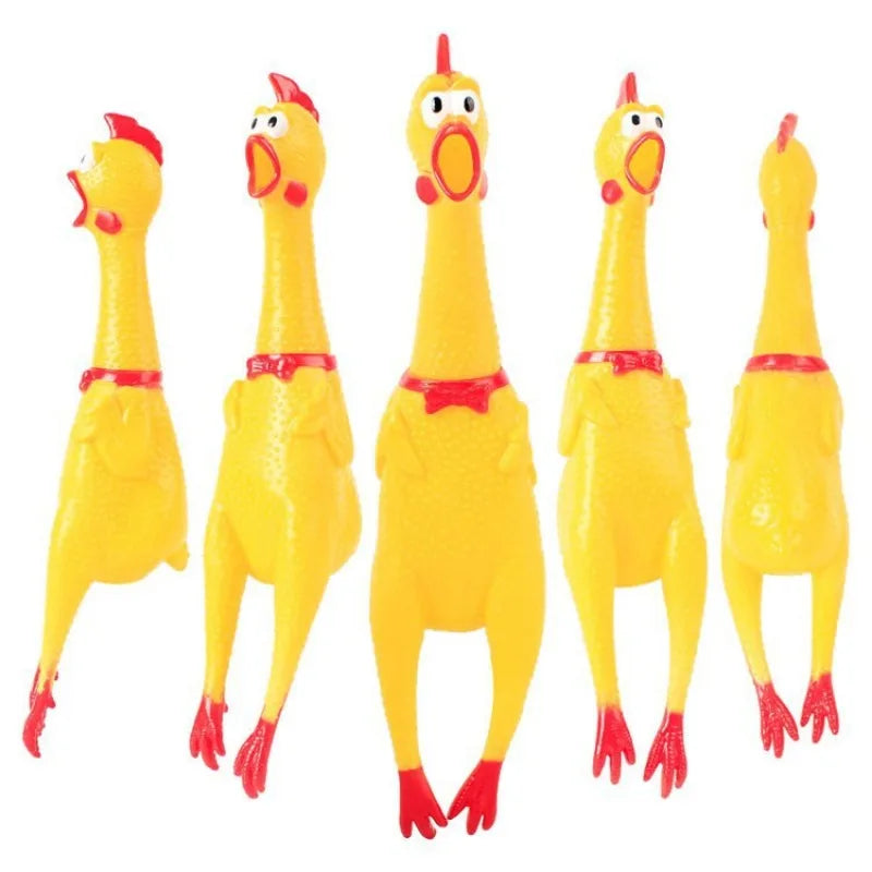 DKSTINYE Squeaky Chicken Dog Toy Squeaker Chew Rubber Toy