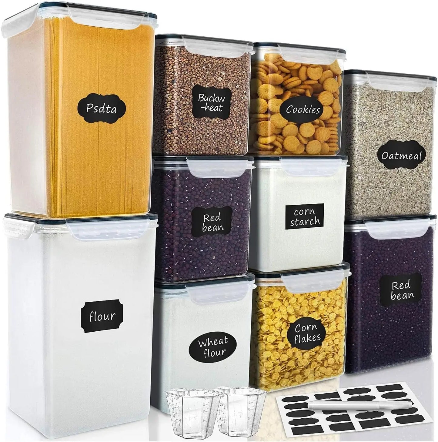 Airtight Plastic Food Storage Containers 10 Pack For Pantry Organization