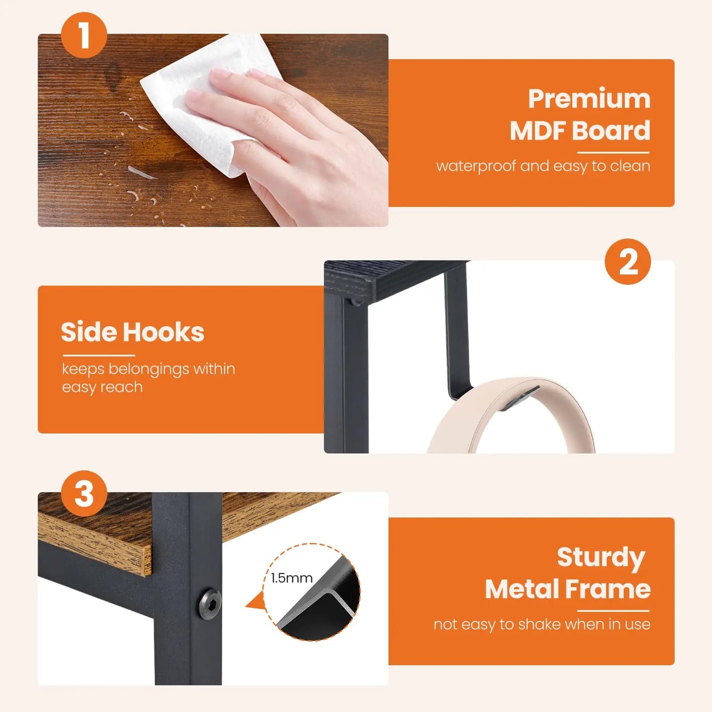 JHK Computer Desk With Drawers For Study Office Wood Table