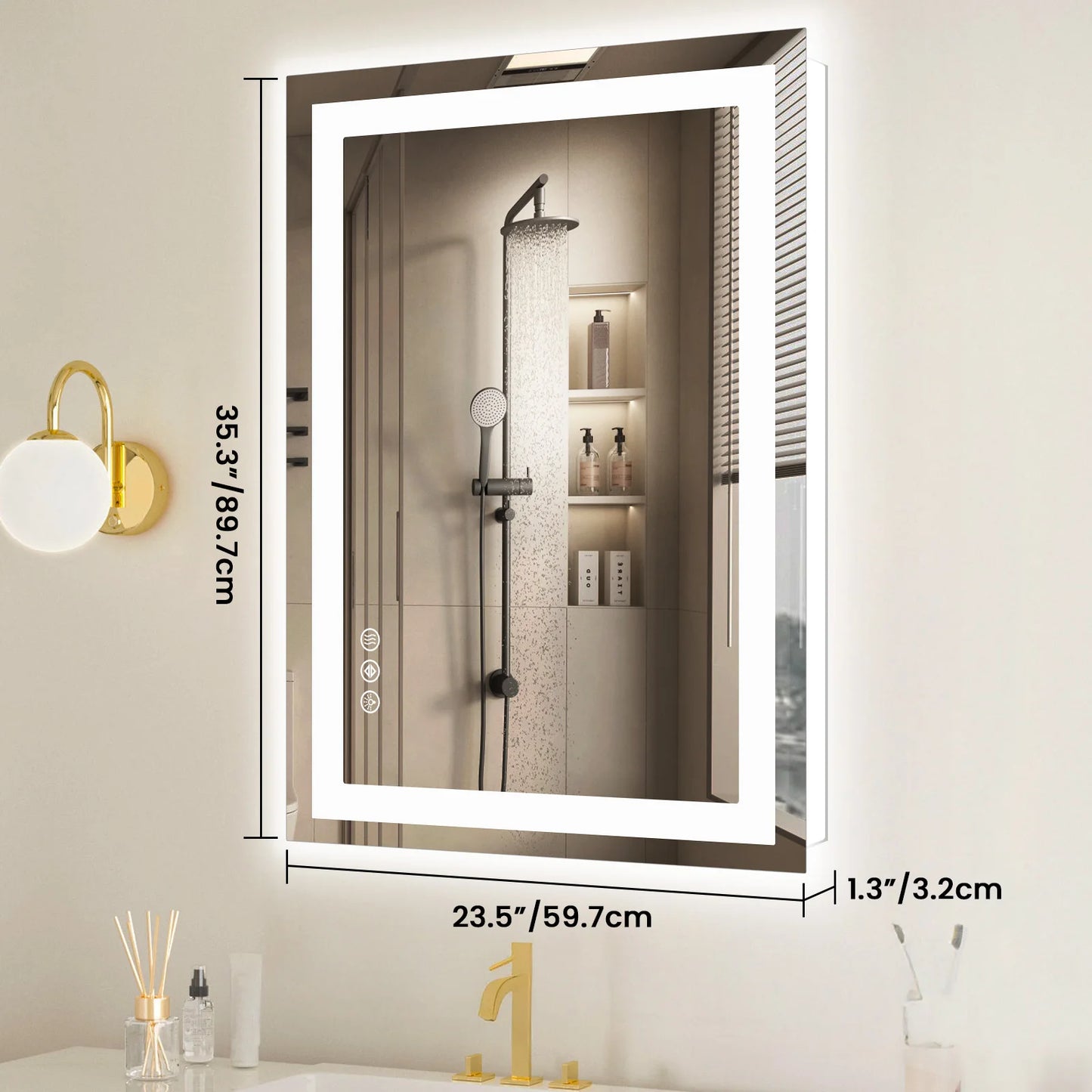 JHK LED Bathroom Vanity Mirror With Tempered Glass And Backlight
