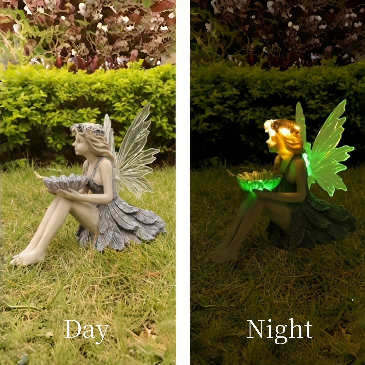 Outdoor Garden Solar Fairy Statue Light Resin Flower Decor