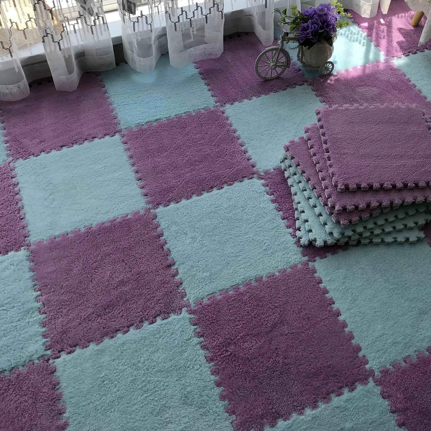 Interlocking Foam Floor Mats 24 Piece Non Slip EVA Tiles