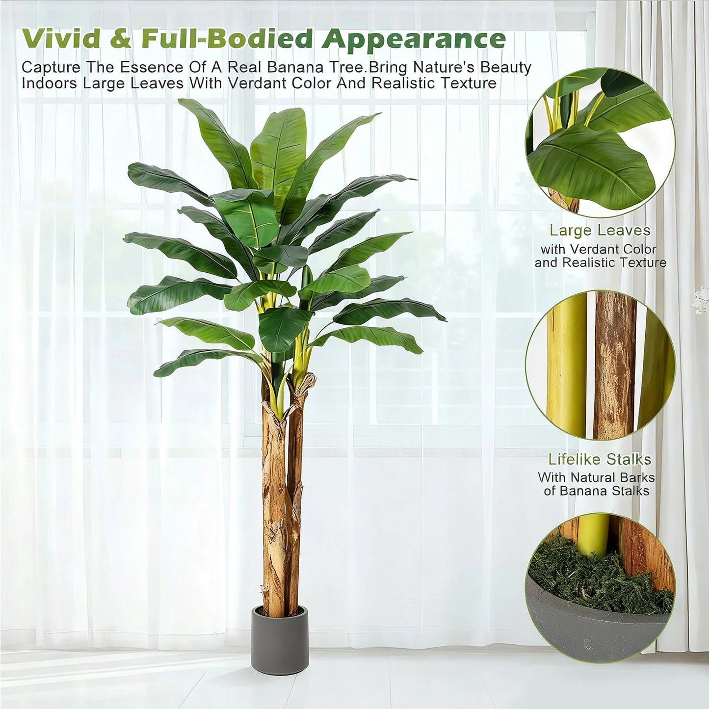 HiMISS Artificial Banana Tree Faux Plant Planter Home Decor