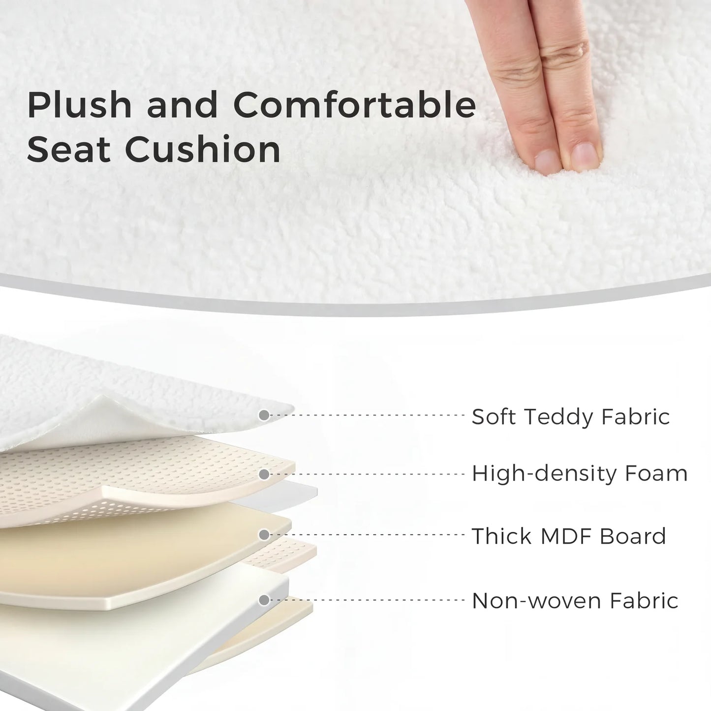 JHK Folding Storage Ottoman Bench With Teddy Fabric