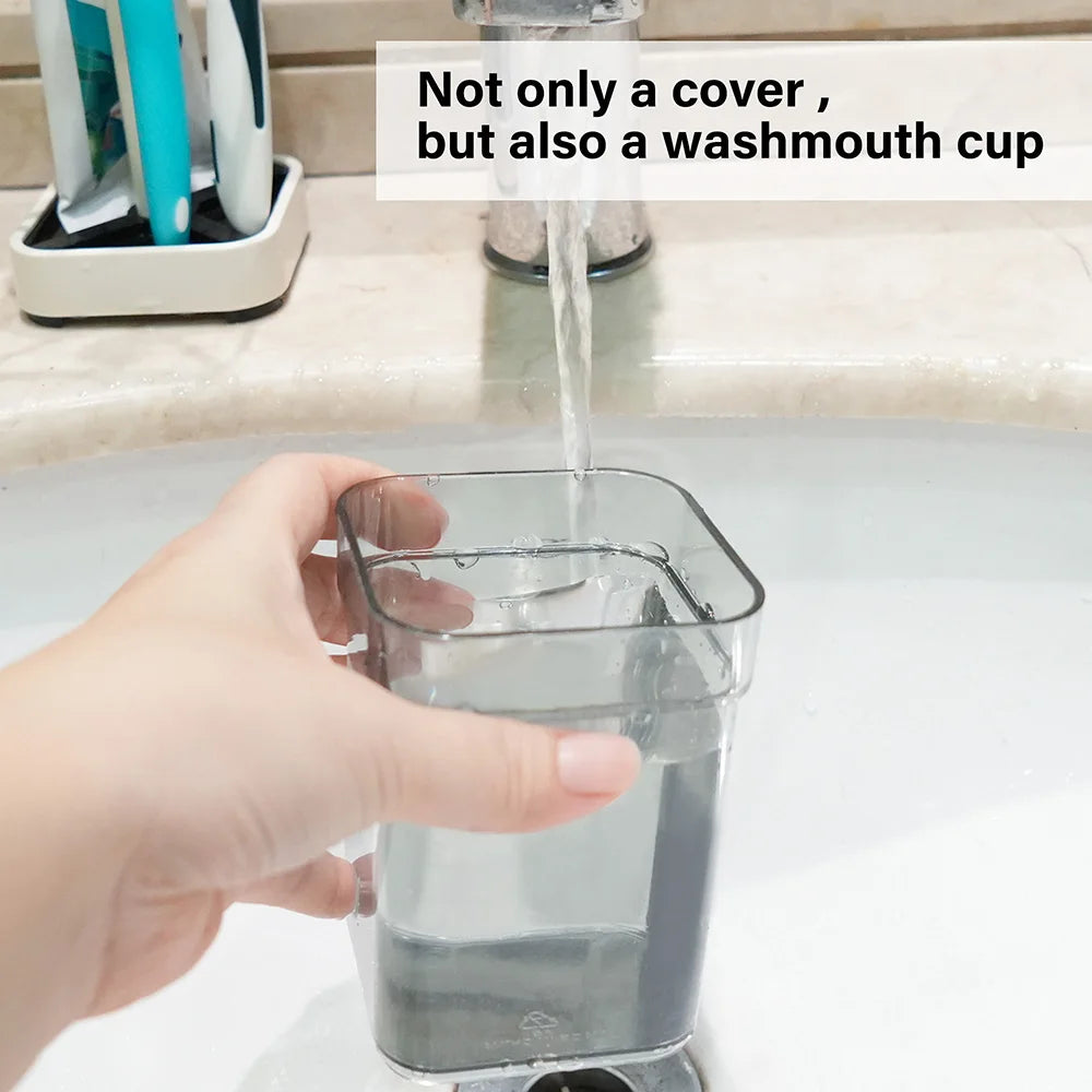 Toothbrush Holder With Cup And Cover For Bathroom Storage