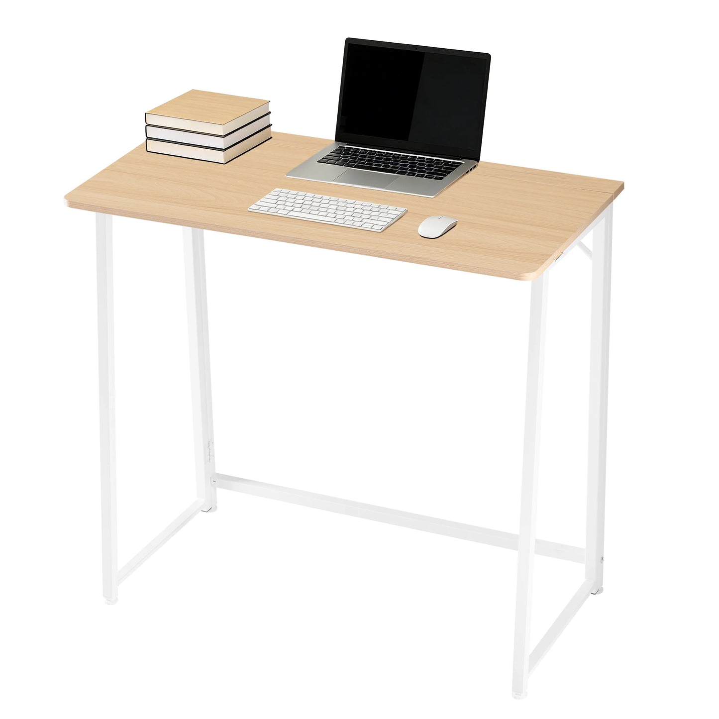 JHK Folding Office Desk With Metal Frame Easy Assembly