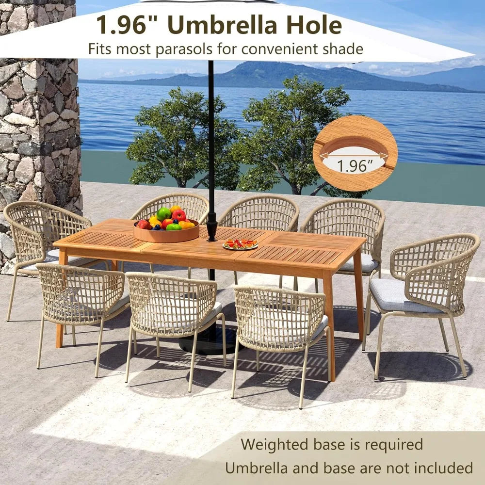 Outdoor Wooden Dining Table With Natural Acacia Slats