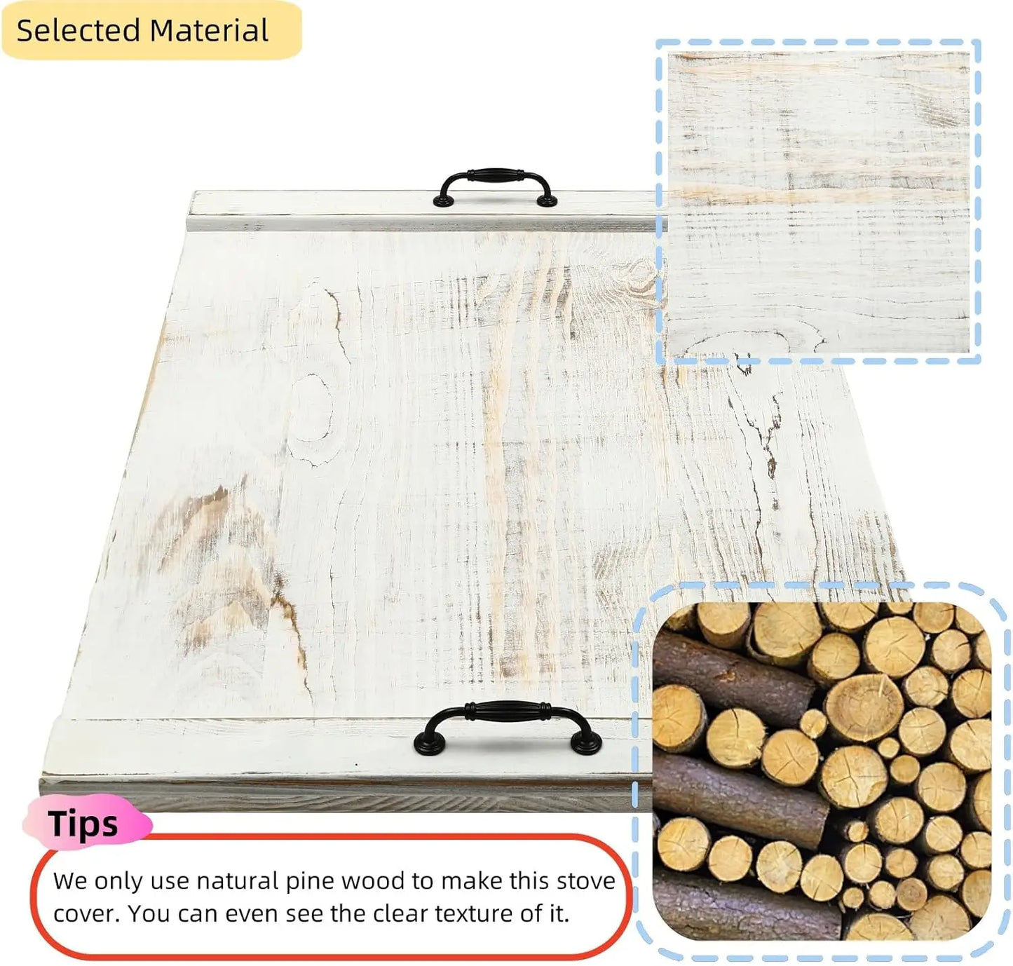 Noodle Board Stove Cover With Handles Pine Wood Kitchen Top