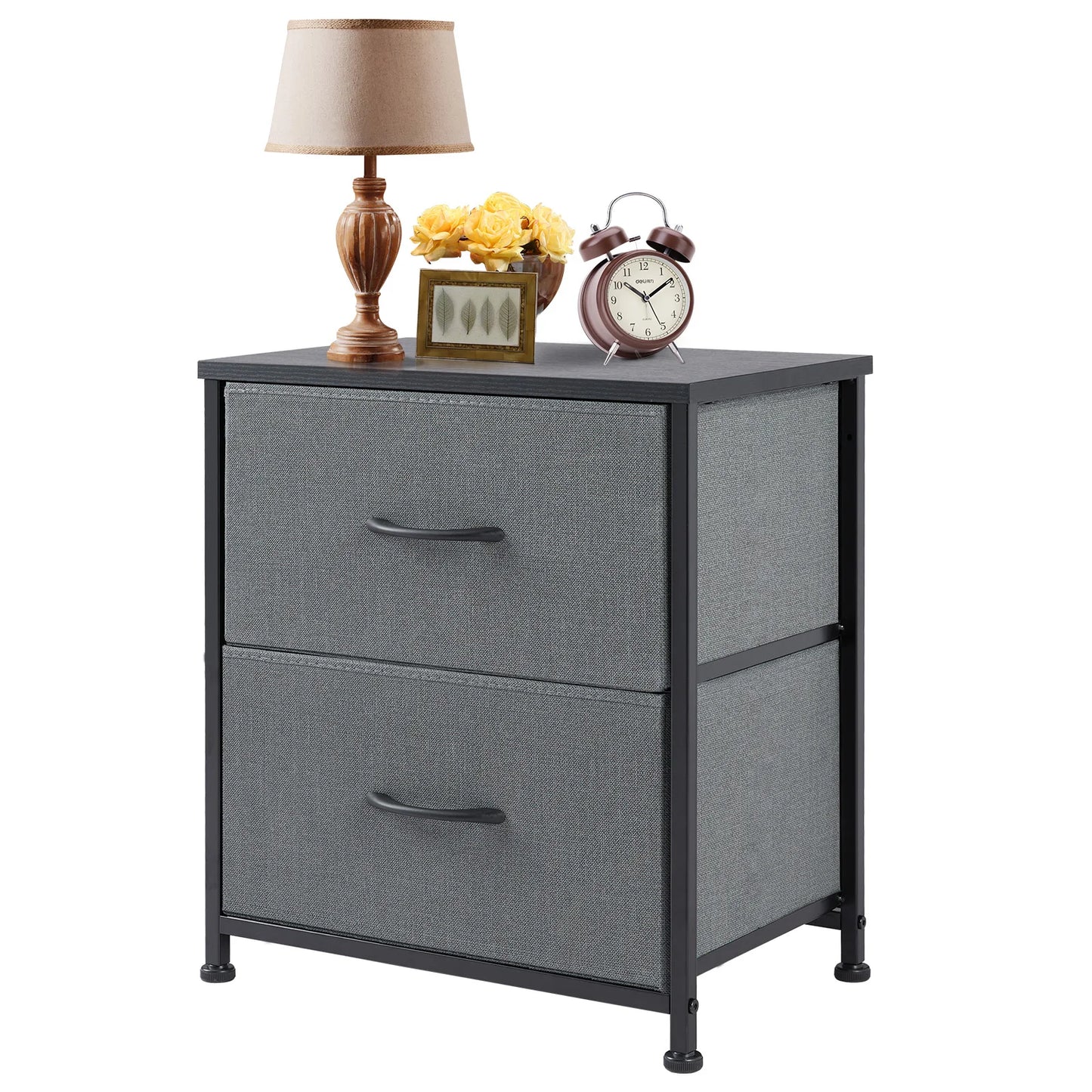 JHK Nightstand Bedside Table With Storage Drawers Modern