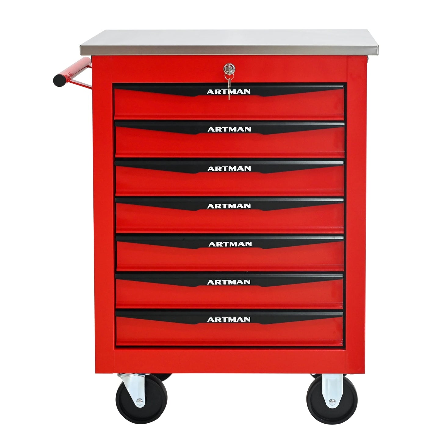 ARTMAN 7-Drawer Wheeled Toolbox Trolley With Lock And Key