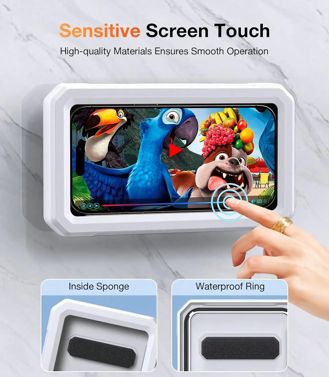Waterproof Shower Phone Holder 360 Degree Retractable Wall Mount