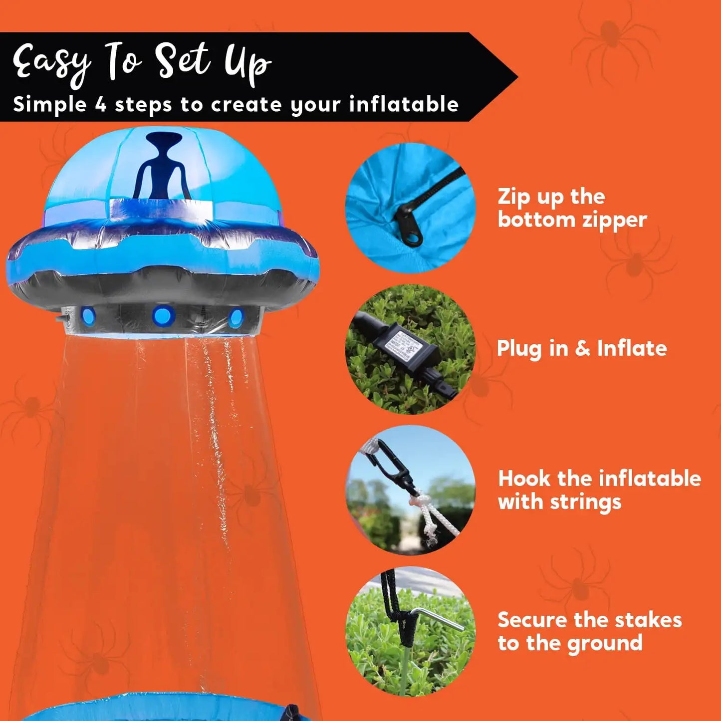 Joyfy 9 ft Halloween Inflatable UFO Alien Decoration for Halloween Decoration with Built-in LED Blow Up Yard Lawn Decoration