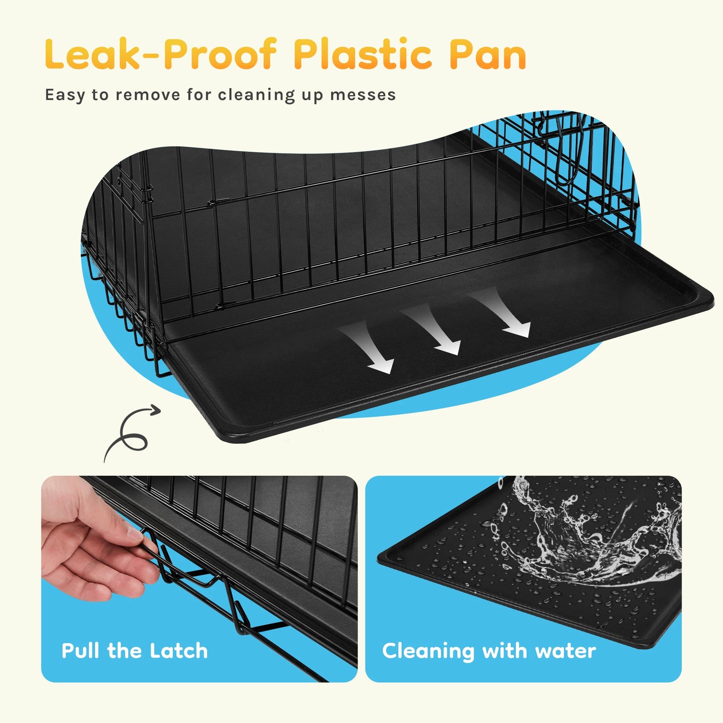 JHK Folding Metal Dog Cage With Leak Proof Tray
