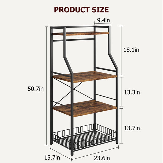 TWISTER.CK Kitchen Bakers Rack Microwave Oven Stand With Large Basket