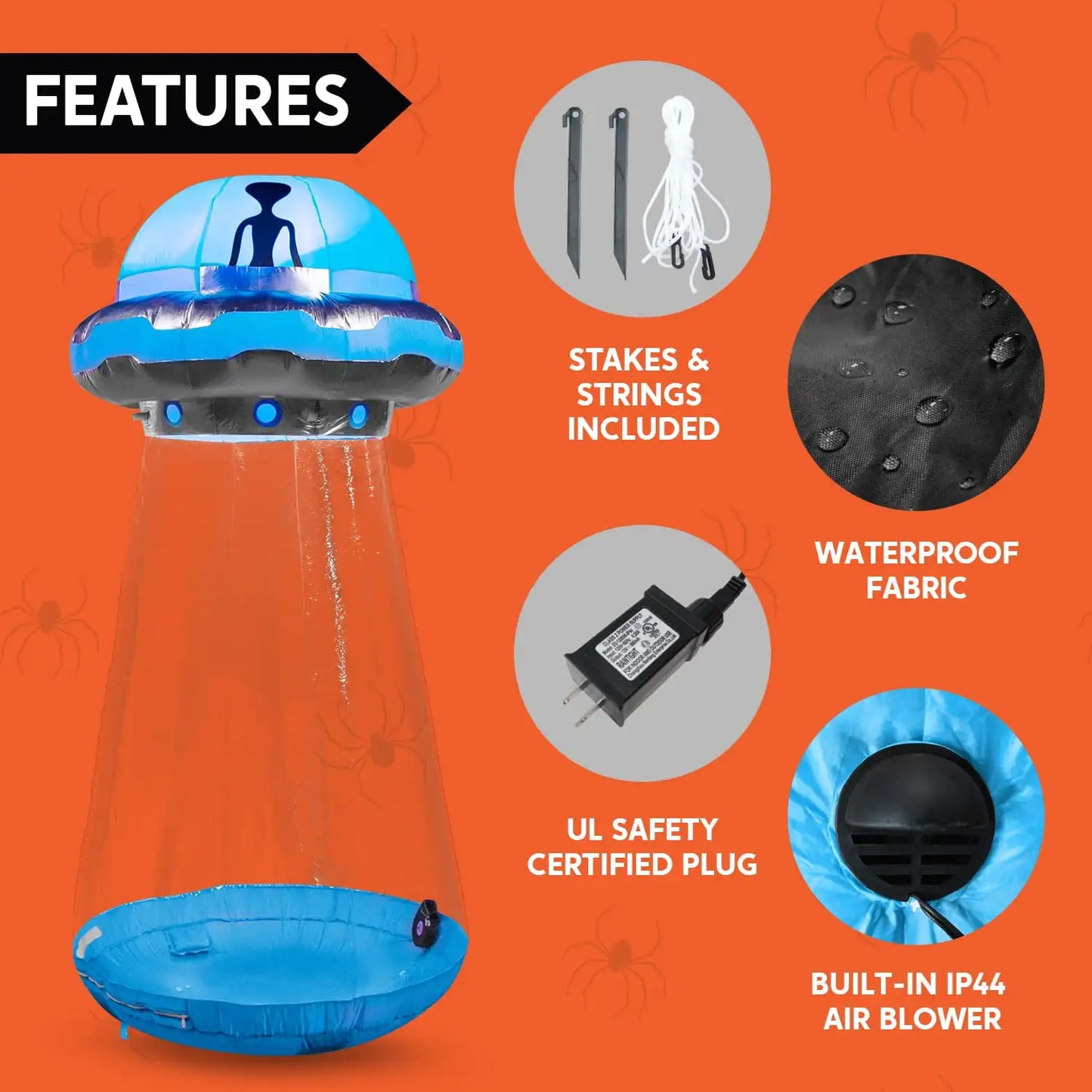 Joyfy 9 ft Halloween Inflatable UFO Alien Decoration for Halloween Decoration with Built-in LED Blow Up Yard Lawn Decoration