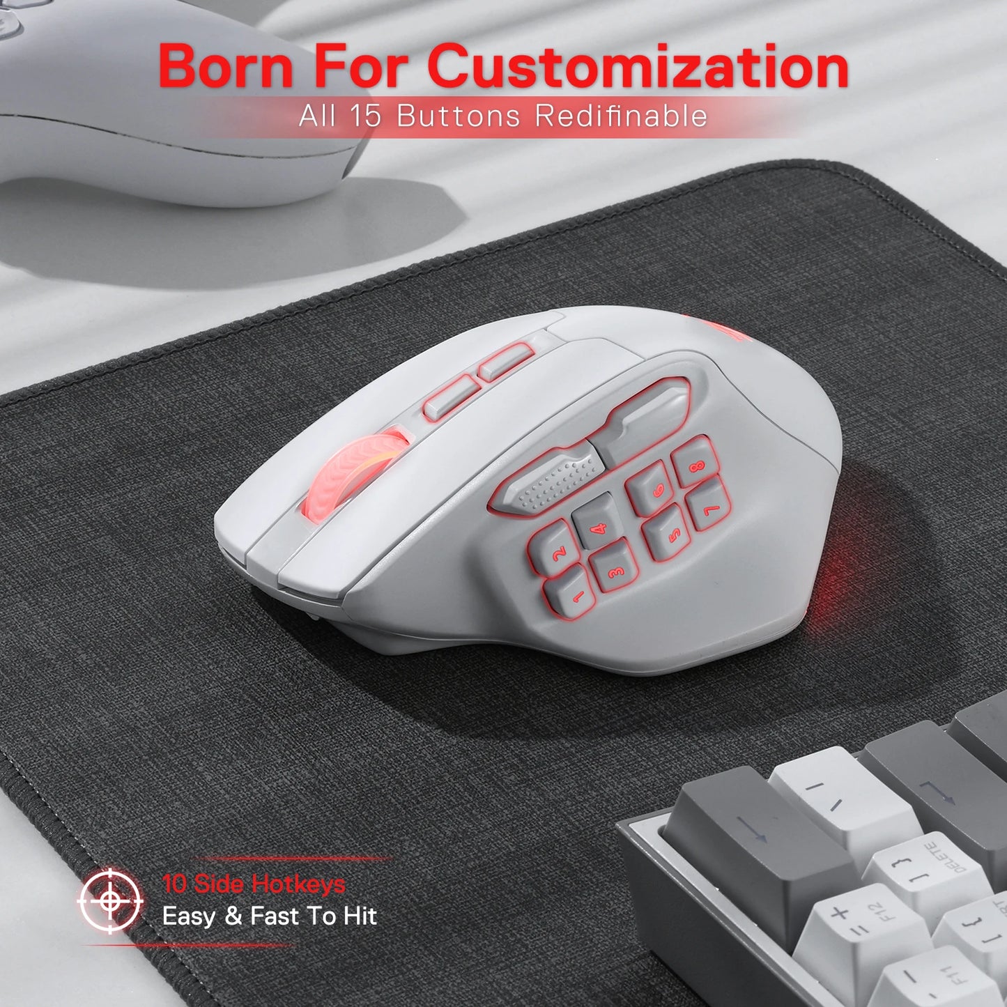 Redragon M811 Pro Wireless MMO Gaming Mouse With Macro Keys