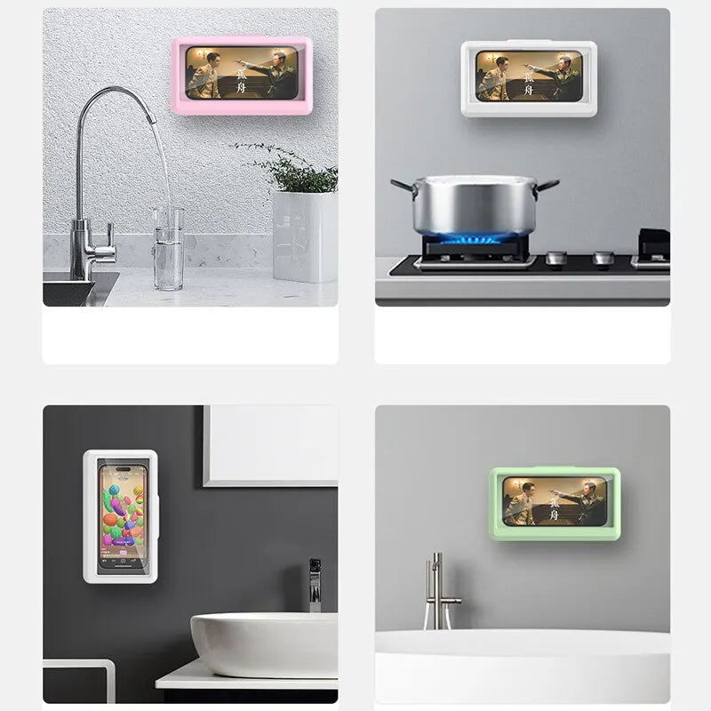 Universal Waterproof Shower Phone Holder Wall Mount Touchscreen Bathroom Case