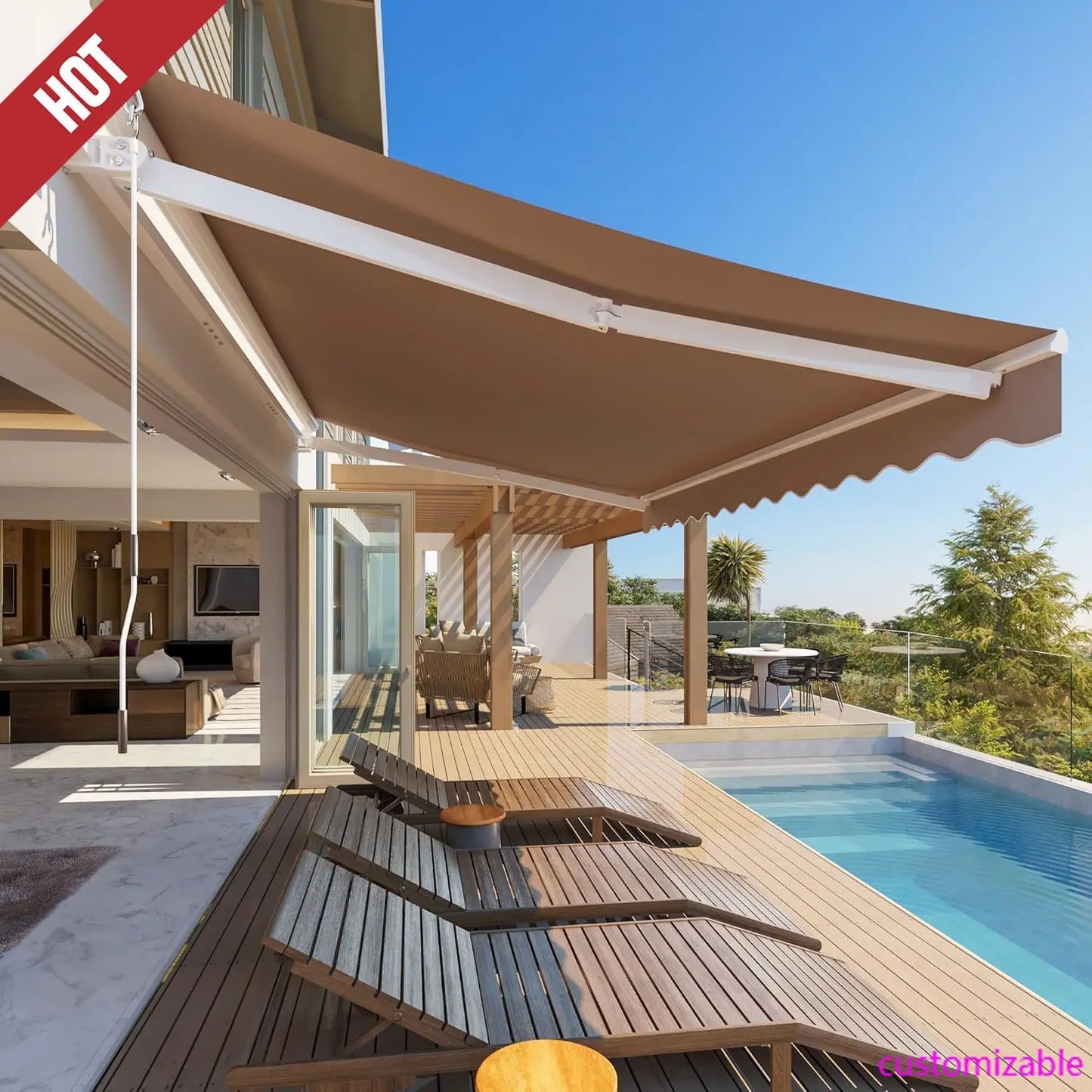 Retractable Outdoor Patio Awning Sun Shade Shelter For Shops